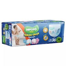 Fralda-Calça Hipopó Baby Shortinho Tamanho M Com 36 Unidades