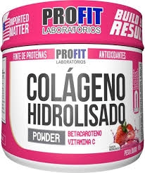 Colageno Hidrolisado em pó Sabor Morango Pote 150 Gramas profit