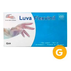 Luva de Vinil Tamanho G para Procedimentos caixa com 100 luvas (Flexvinil)