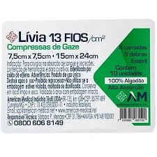 Compressa de Gaze Com 10 unidades Livia 13 fios